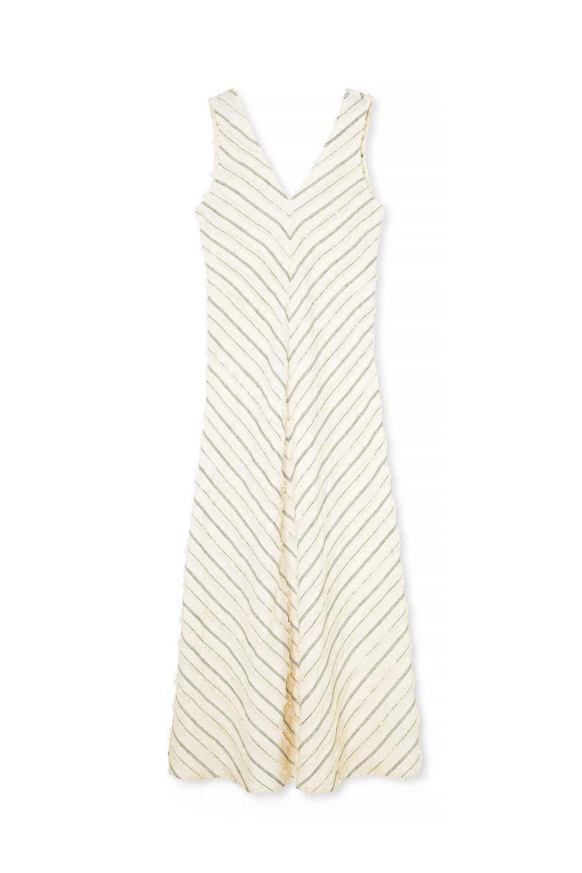 Fringed Sleeveless Maxi Dress Offwhite Product Image