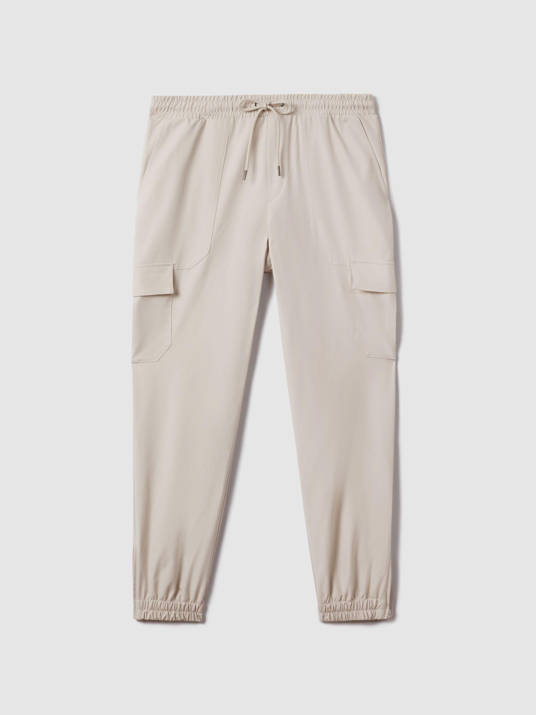 Technical Drawstring Cargo Trousers in Stone Product Image