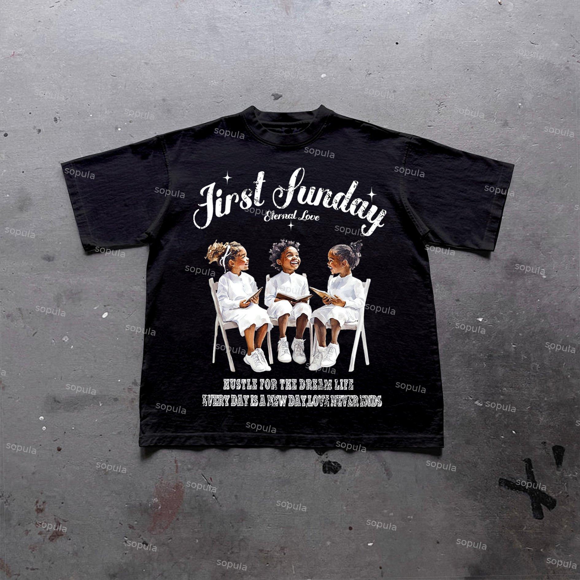 Sopula First Sunday Graphics Print Cotton T-Shirt Product Image