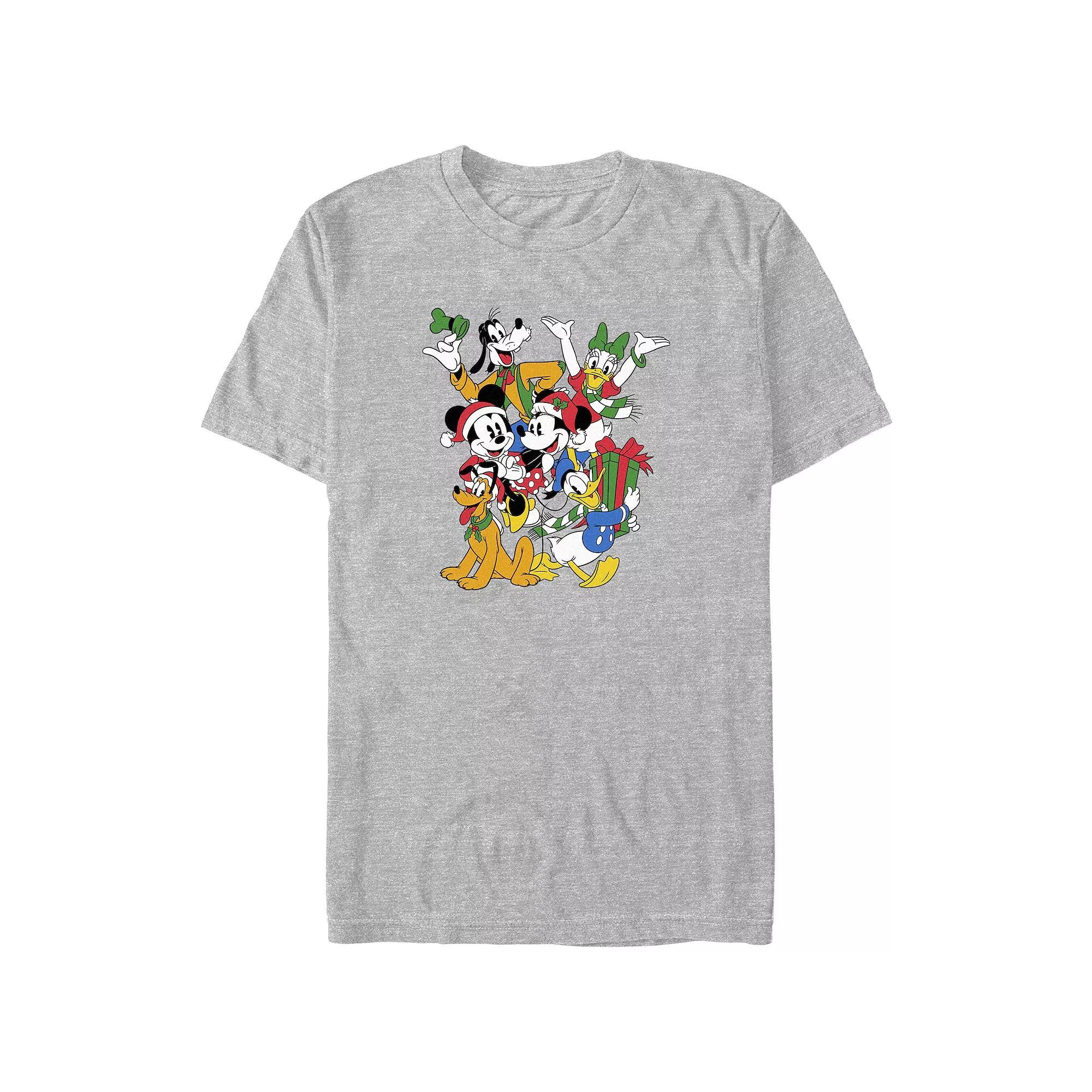 Disney's Mickey Mouse And Friends Christmas Gathering Big & Tall Graphic Tee, Men's, Size: 3XL Tall, Athletic Grey Product Image