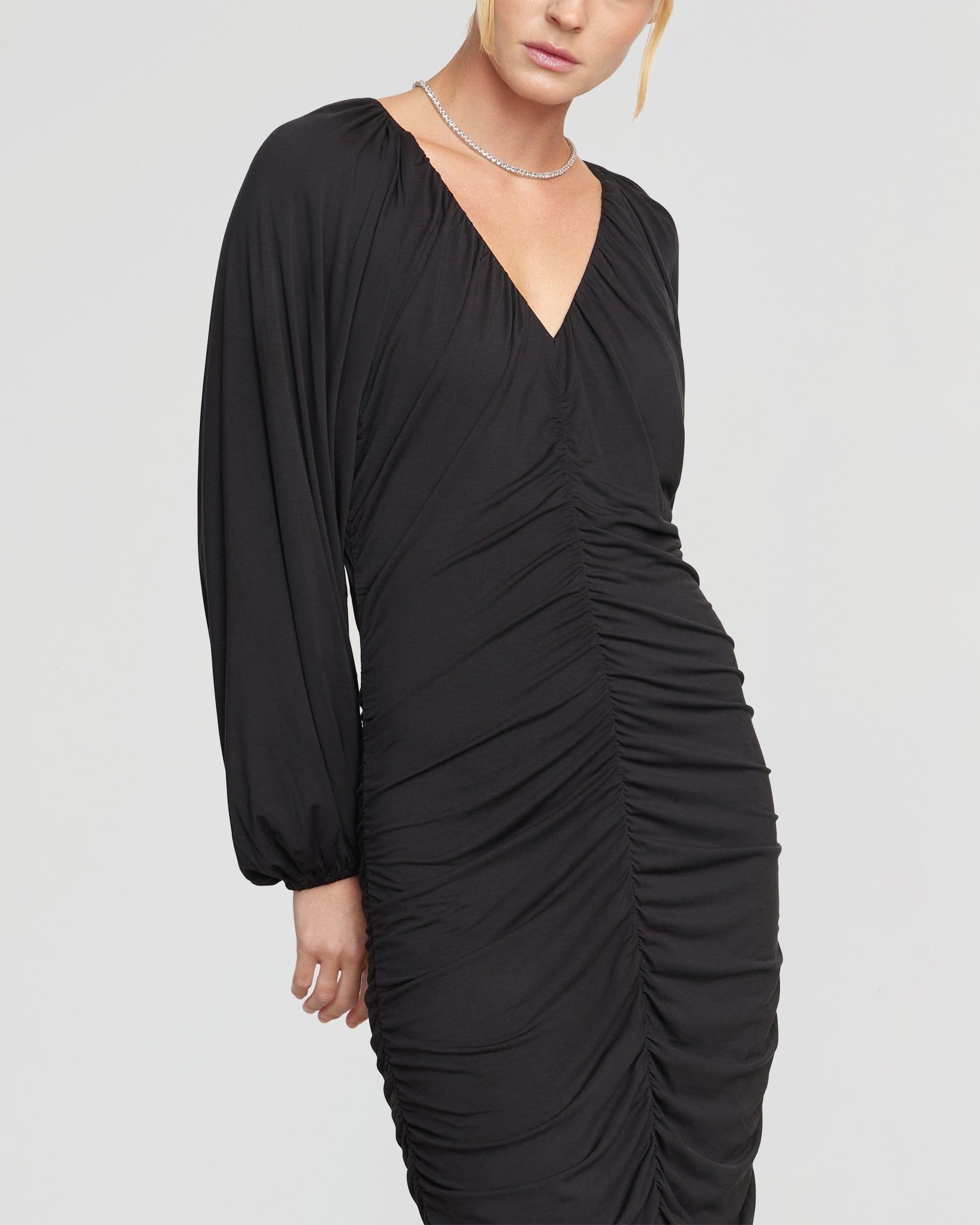 Laini V-Neck Drape Midi Dress Product Image