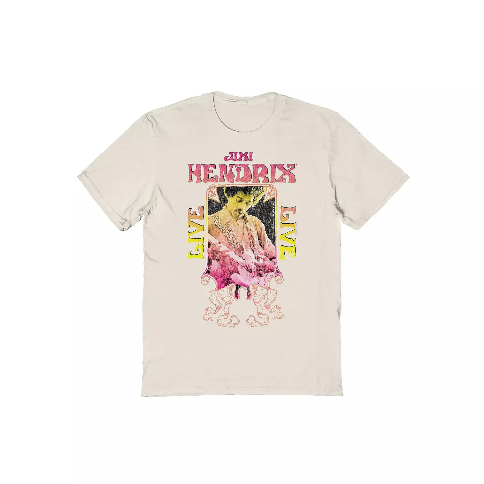 Men's Jimi Hendrix Gradient Graphic Tee, Size: Large, Natural Product Image