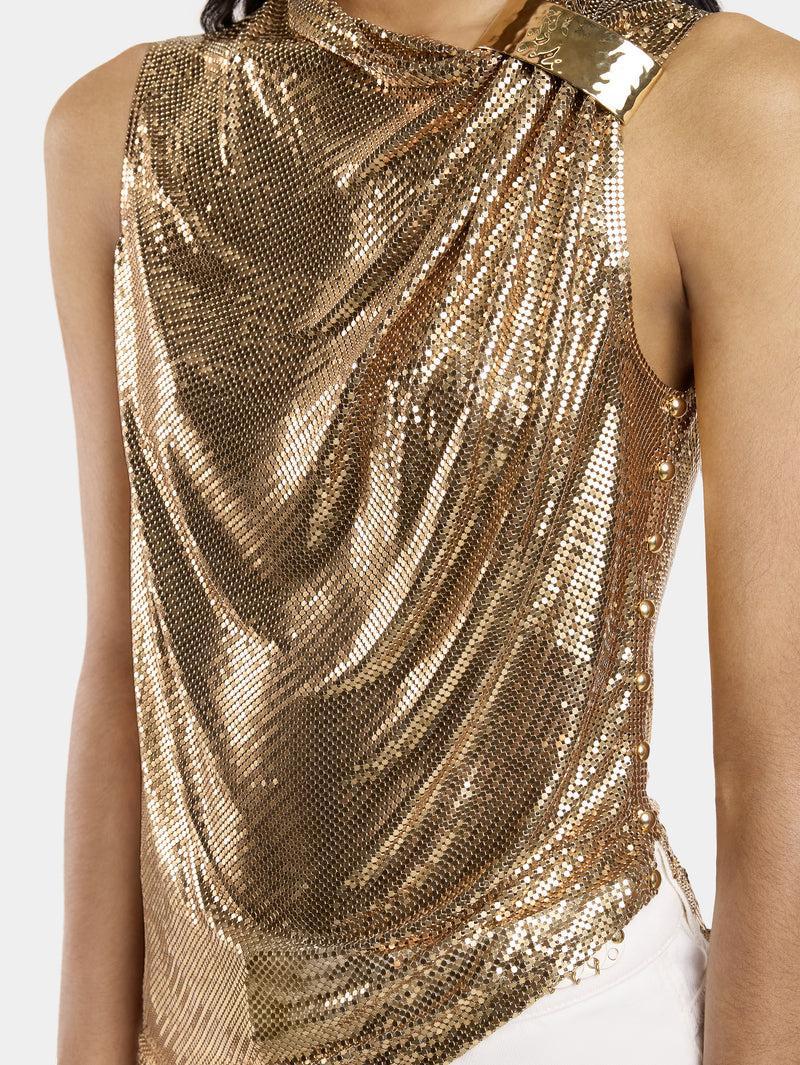 ASYMETRICAL DRAPED TOP IN MESH Product Image