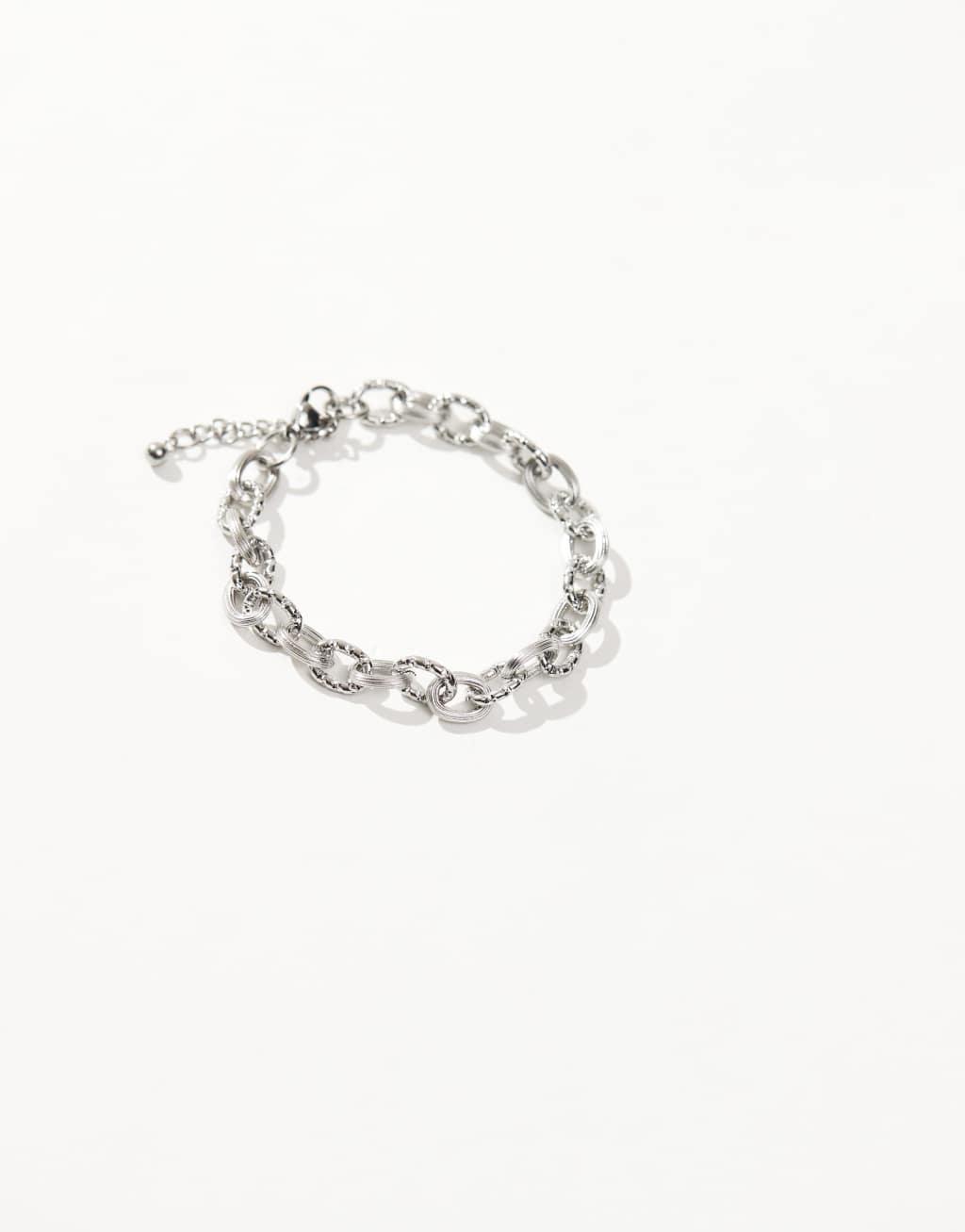 ASOS DESIGN waterproof stainless steel link chain bracelet in silver tone Product Image