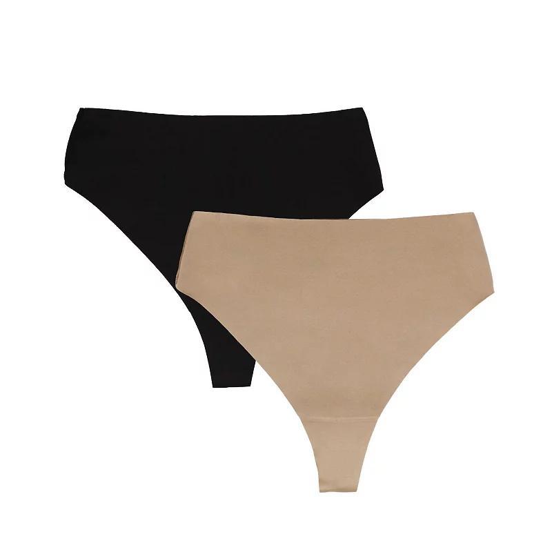 Naomi & Nicole Shapewear Light Shaping 2-Pack Thong 7538P, Womens Product Image