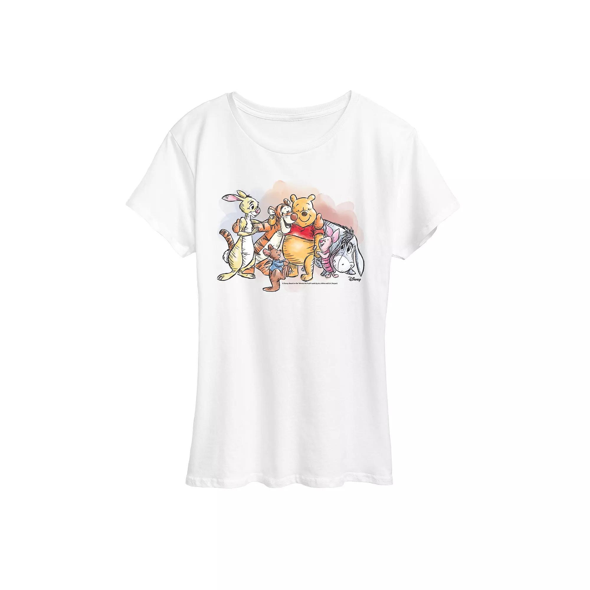 Disney's Winnie The Pooh Women's Watercolor Graphic Tee,  Product Image