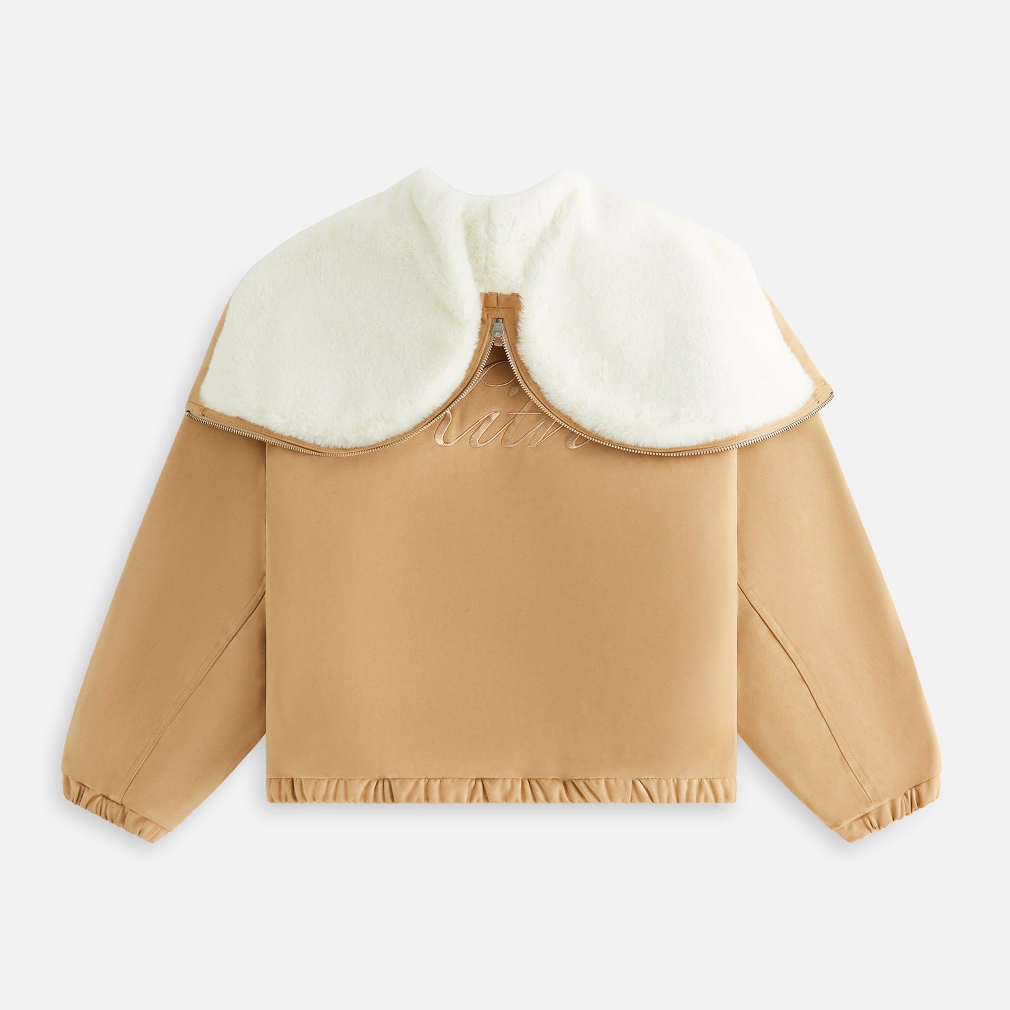 Kith Women Nylas Microsuede Zip Hooded Bomber - Birch Female Product Image