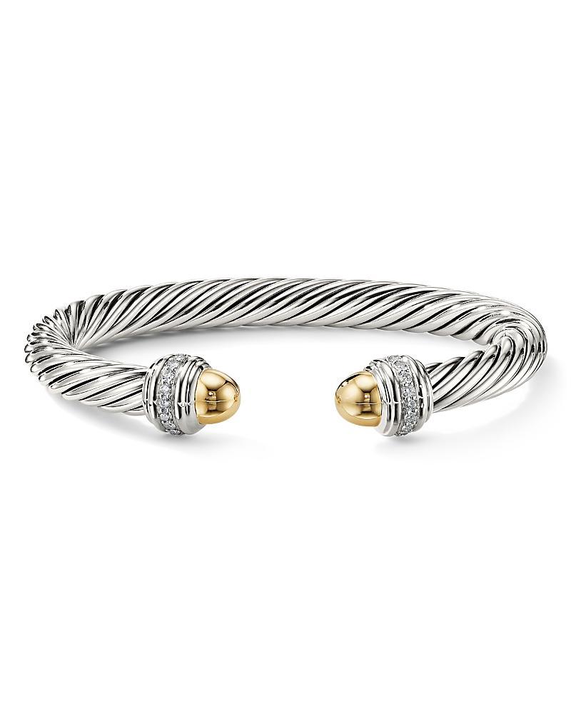 Womens Cable Bracelet With 14K Gold & Diamonds Product Image