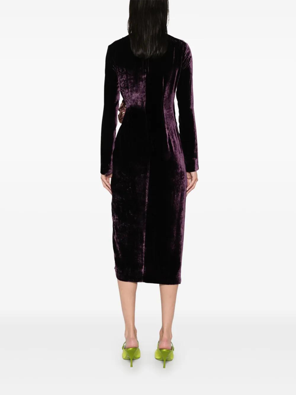 flower-appliqué velvet midi dress Product Image
