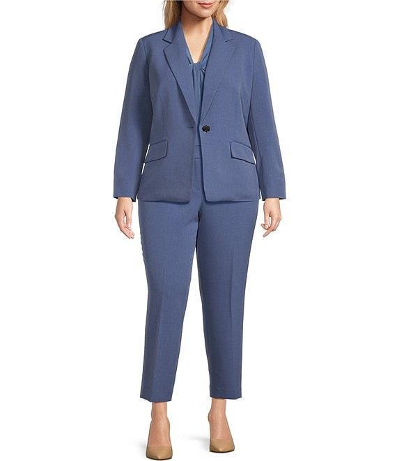 Kasper Plus Size Stretch Crepe Flat Front Coordinating Straight Leg Pants Product Image