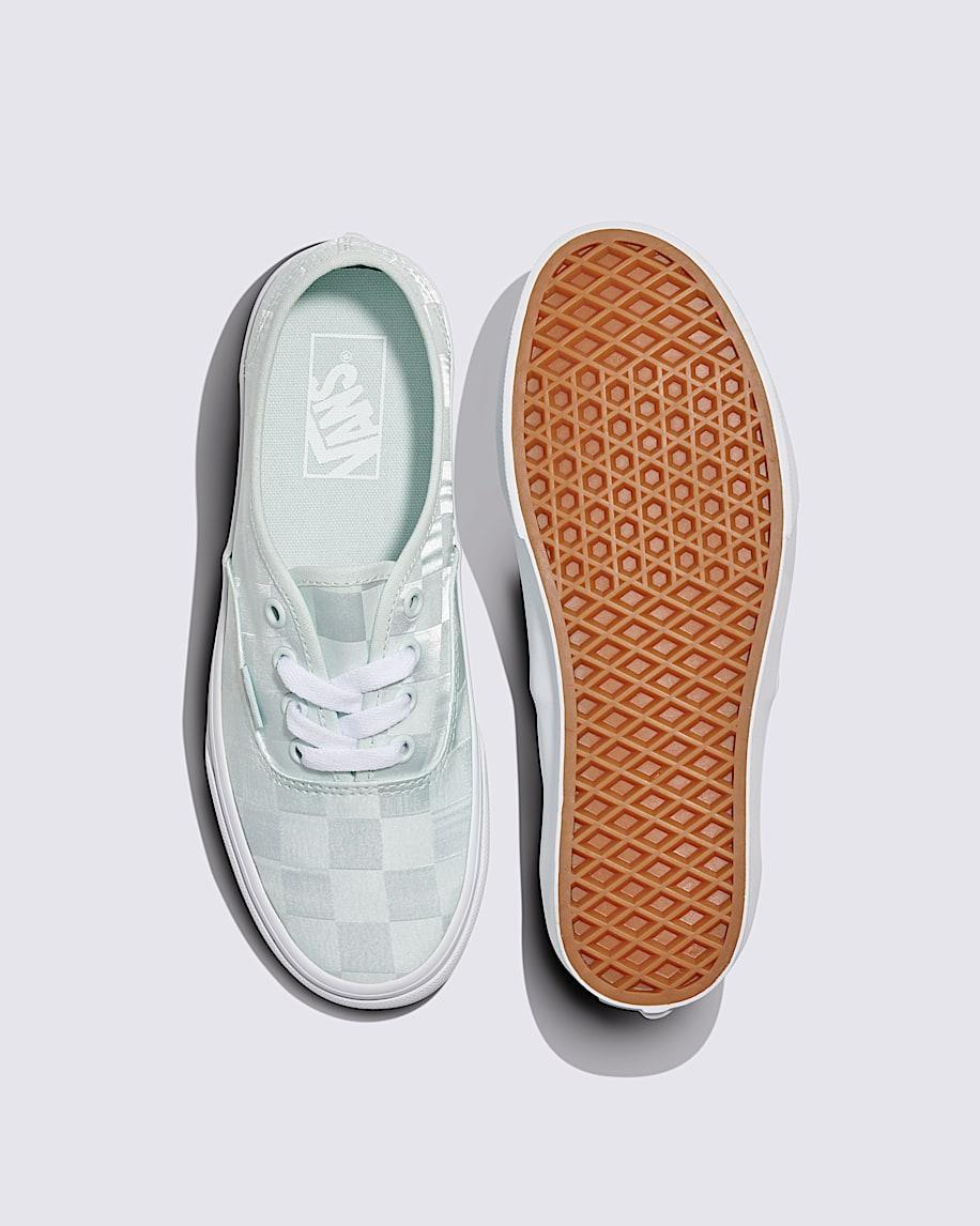 Authentic Checkerboard Satin Shoe in Spa Blue| Vans US Product Image