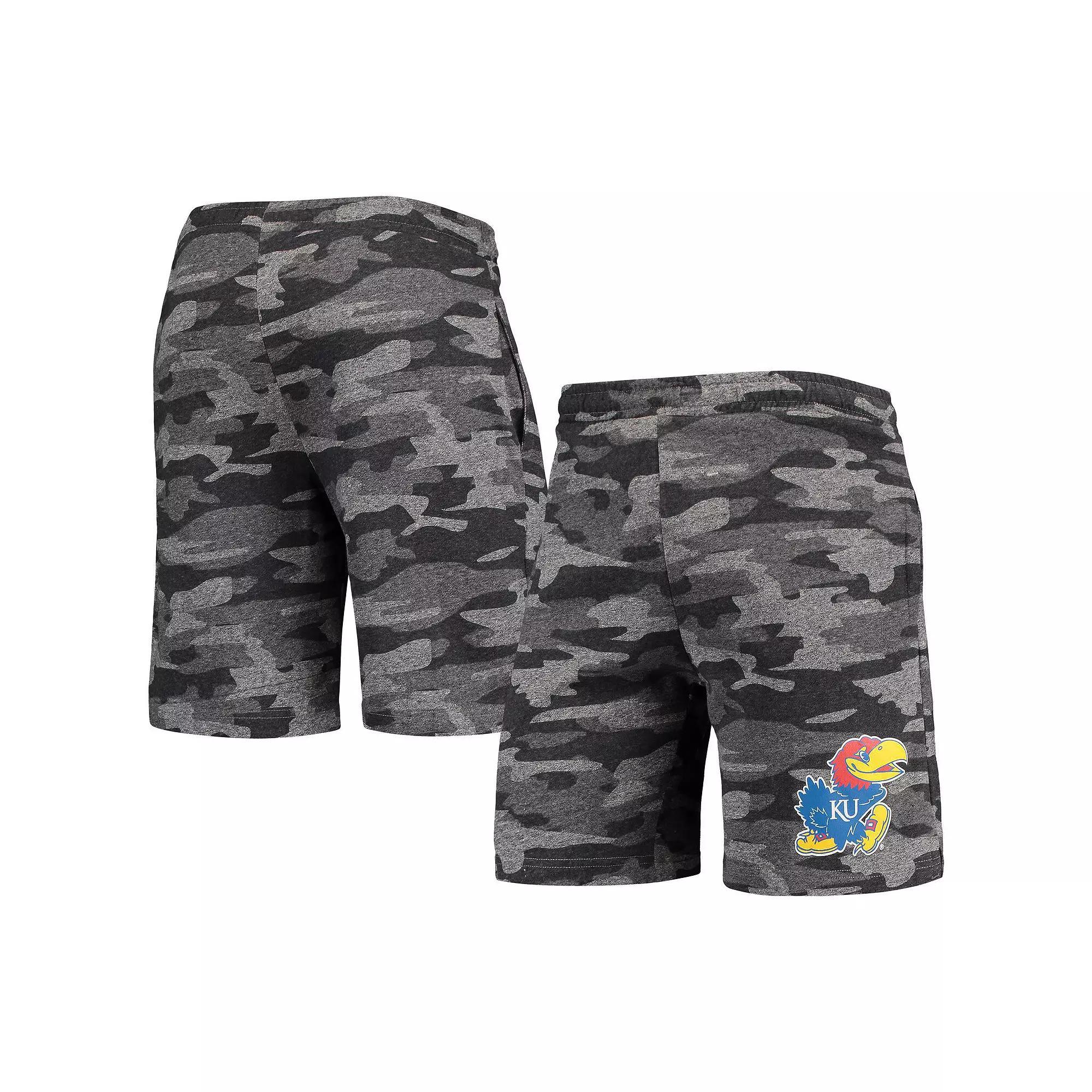 Men&#x27;s Concepts Sport Charcoal/Gray Kansas Jayhawks Camo Backup Terry Jam Lounge Shorts, Size: Medium Product Image