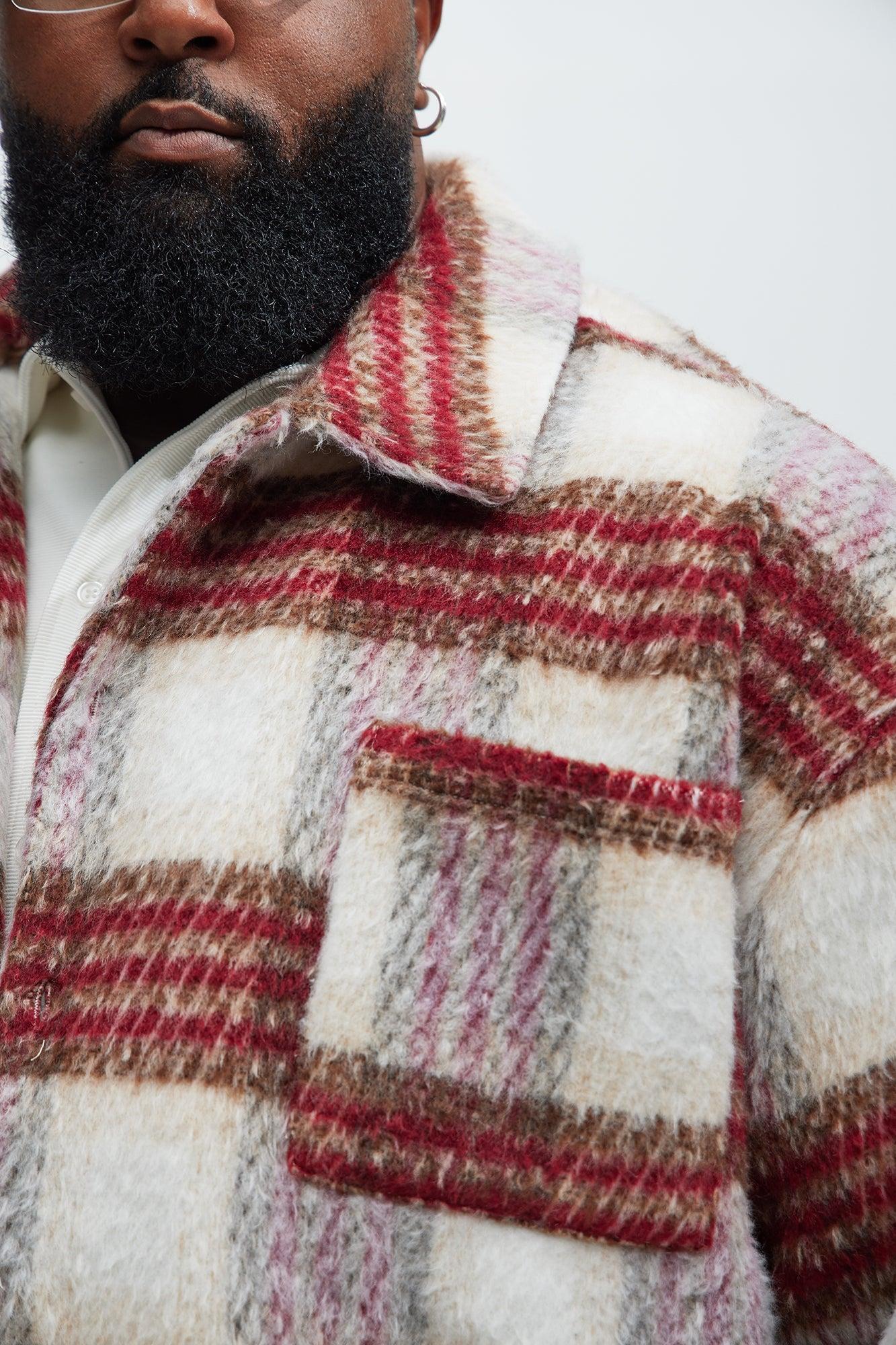 Move Up Plaid Shacket - Red/White Product Image