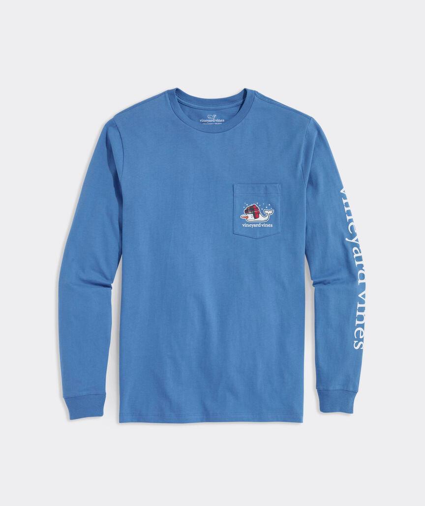 Snowman Whale Long-Sleeve Pocket Tee Product Image