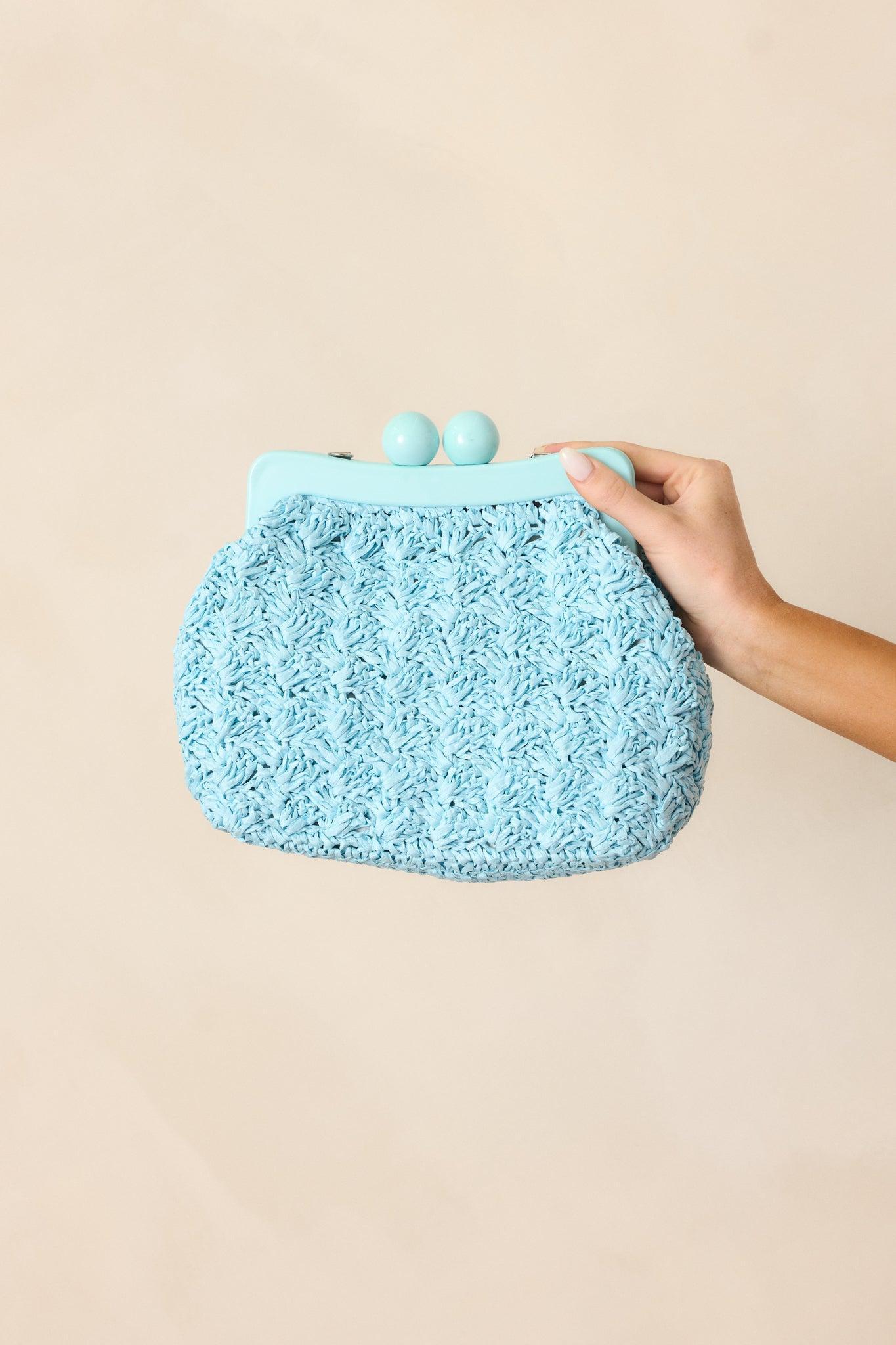 The Coast Is Calling Sky Blue Straw Clutch Product Image