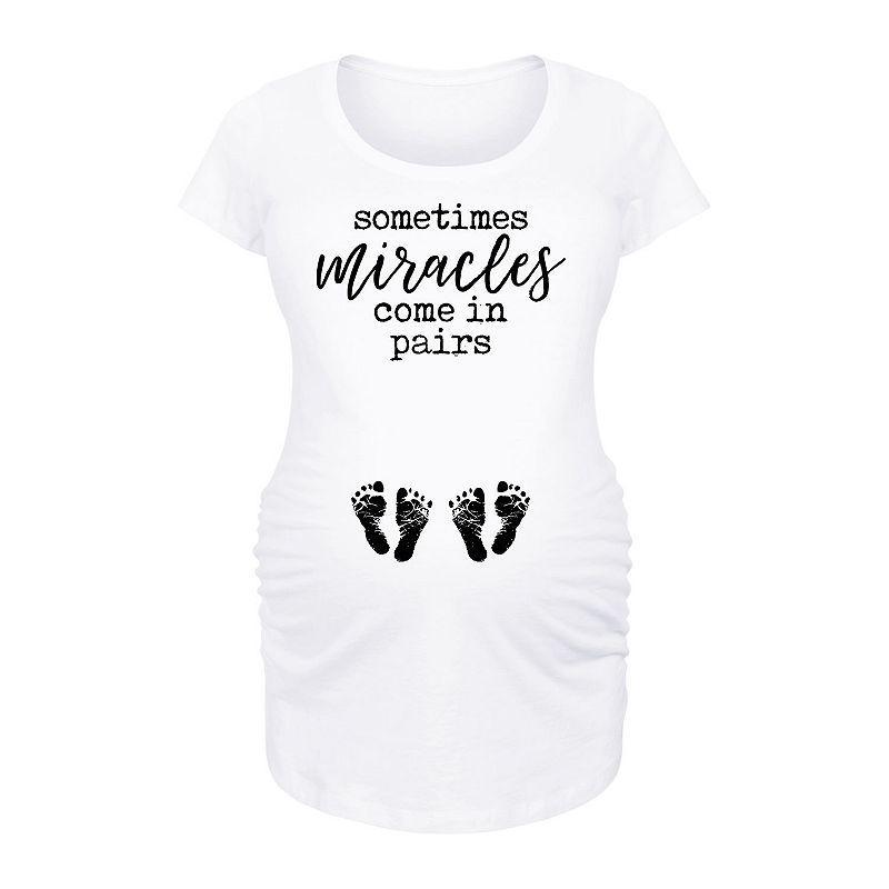 Maternity Sometimes Miracles Come In Pairs Graphic Tee, Womens Grey Gray Product Image