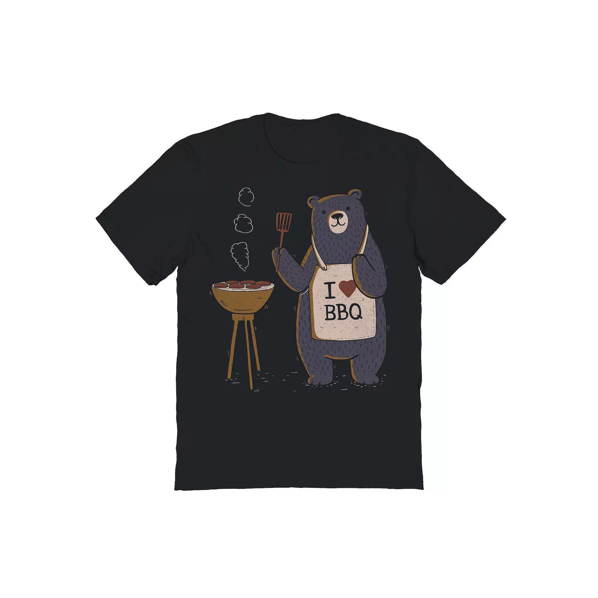 Men's I Love BBQ - Cute Bear Gift Valentine's Graphic Tee, Size: Large, Black Product Image