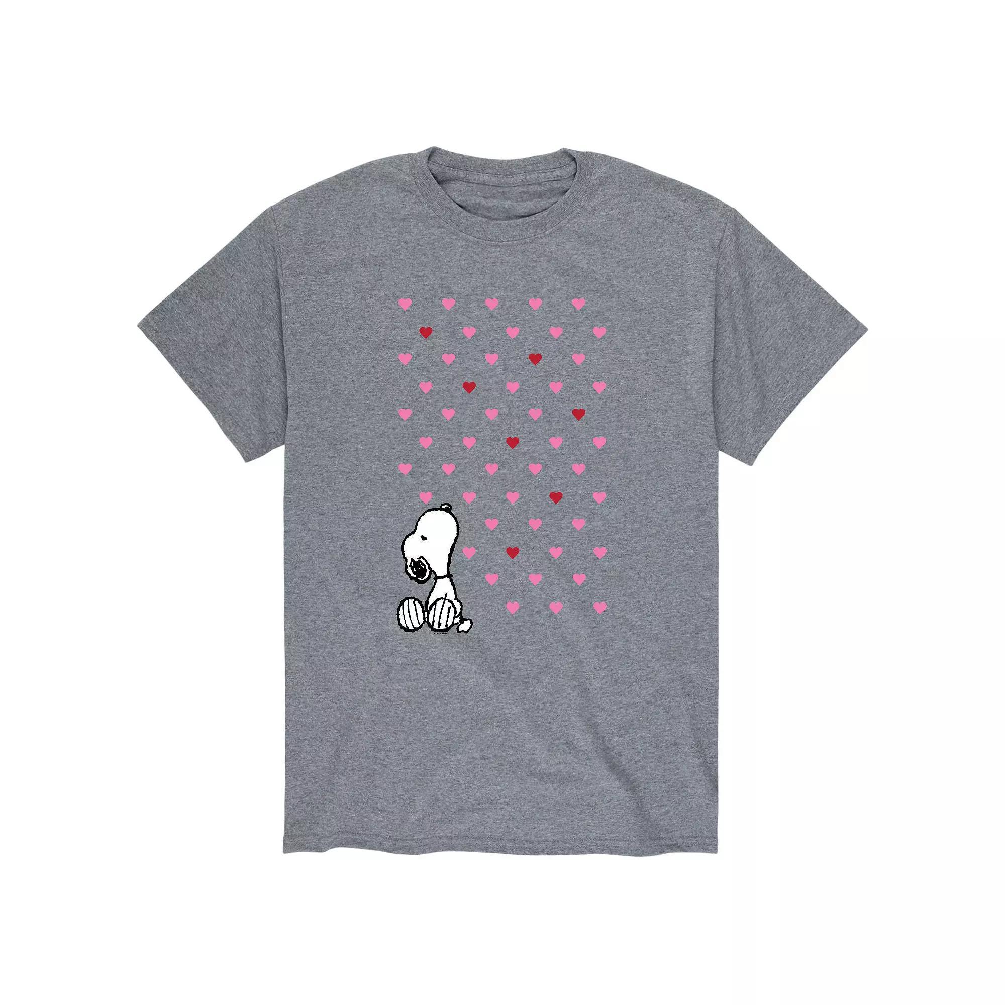 Men's Peanuts Valentine Snoopy Hearts Tee, Size: Medium, Gray Product Image