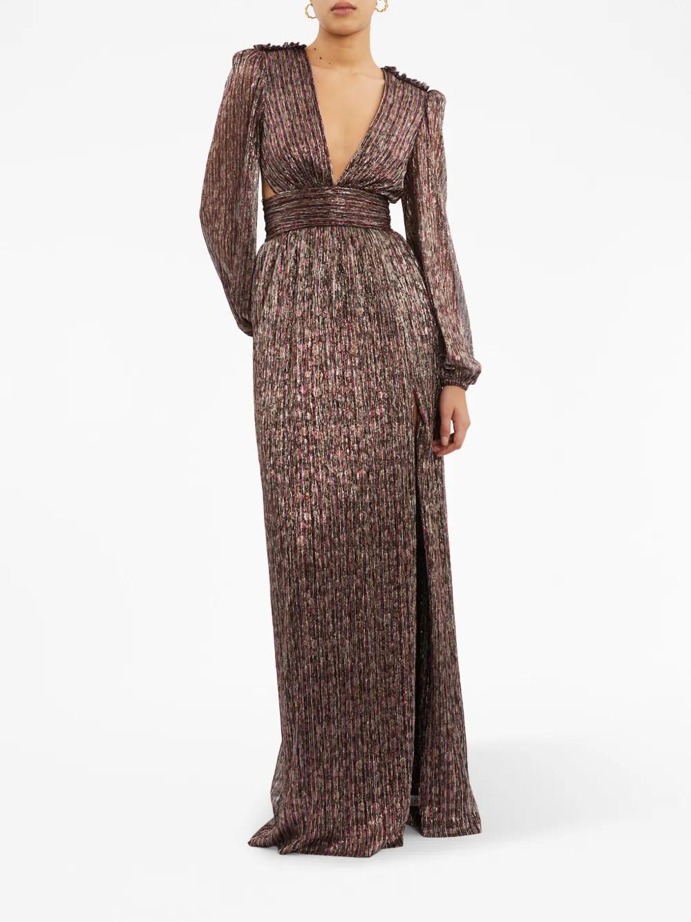 metallic plissé gown Product Image