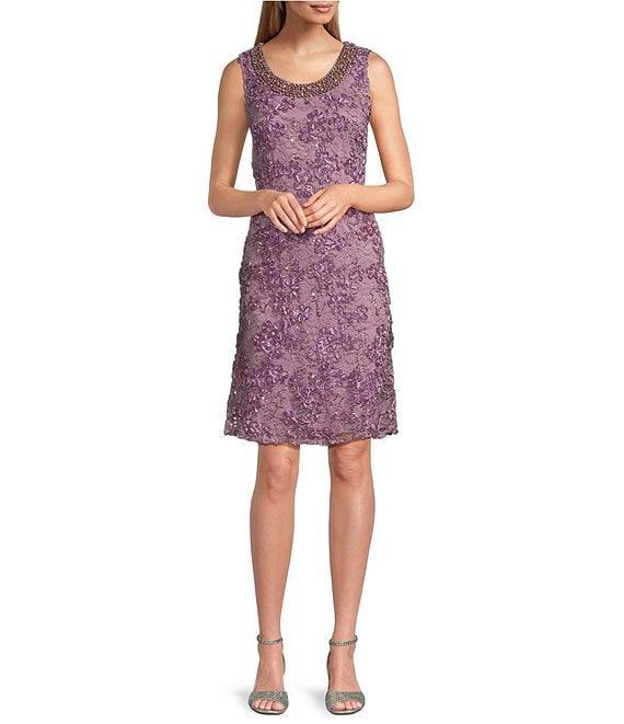 R & M Richards 3/4 Sleeve Beaded Crew Neck Lace 2-Piece Jacket Dress Product Image