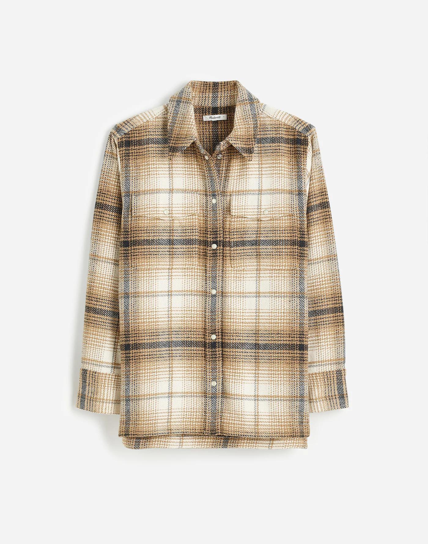 Flannel Button-Up Shirt-Jacket in Plaid Product Image
