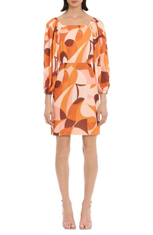 Donna Morgan Womens Geo-Print 3/4-Sleeve Dress - Buttercream Product Image