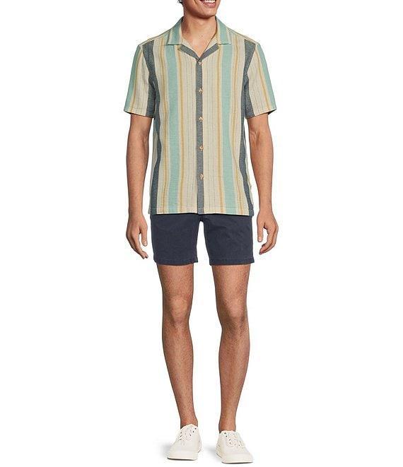 Rowm Big & Tall Tourister Short Sleeve Multi Stripe Camp Button Front Shirt Product Image