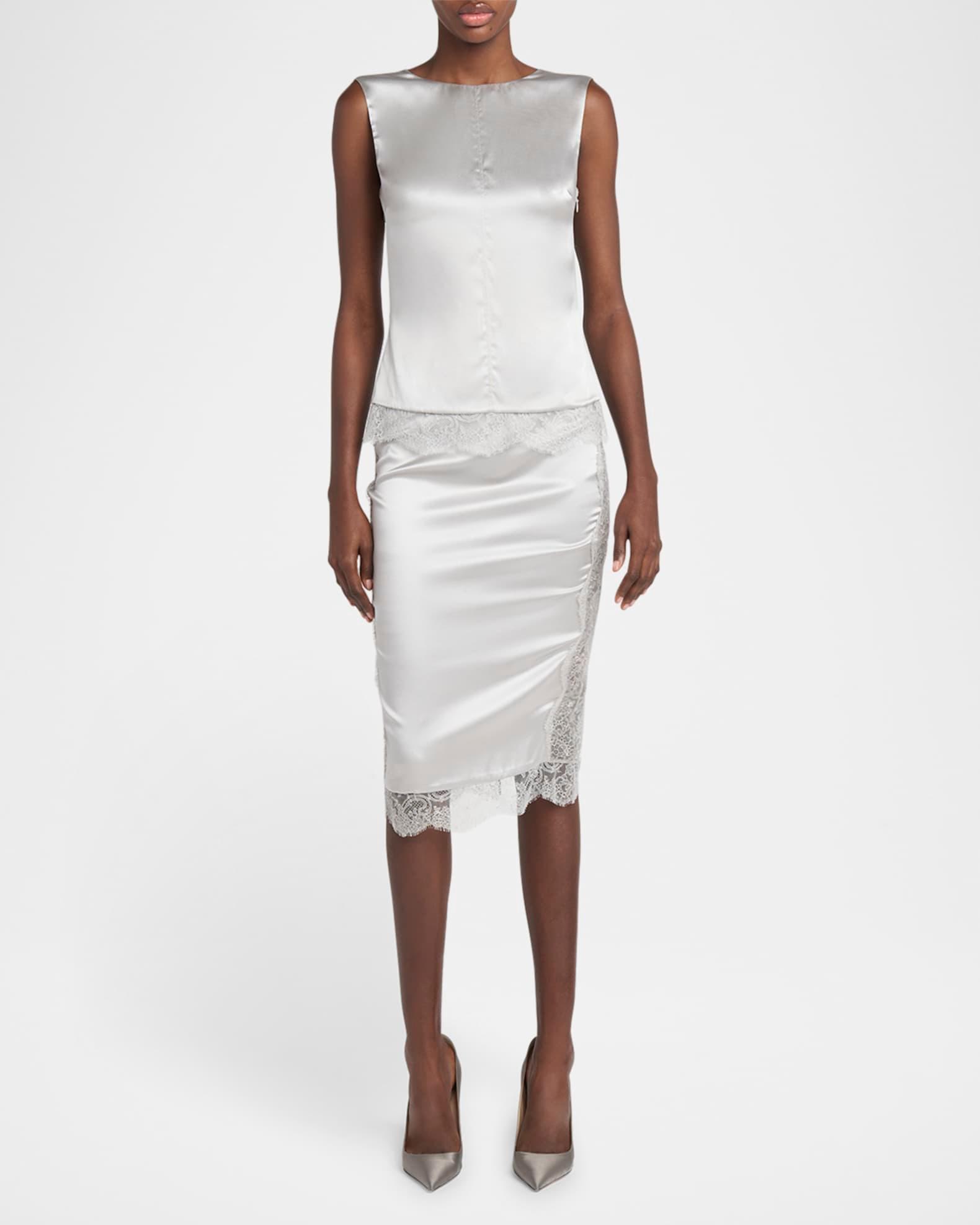 Satin and Lace Sleeveless Top Product Image