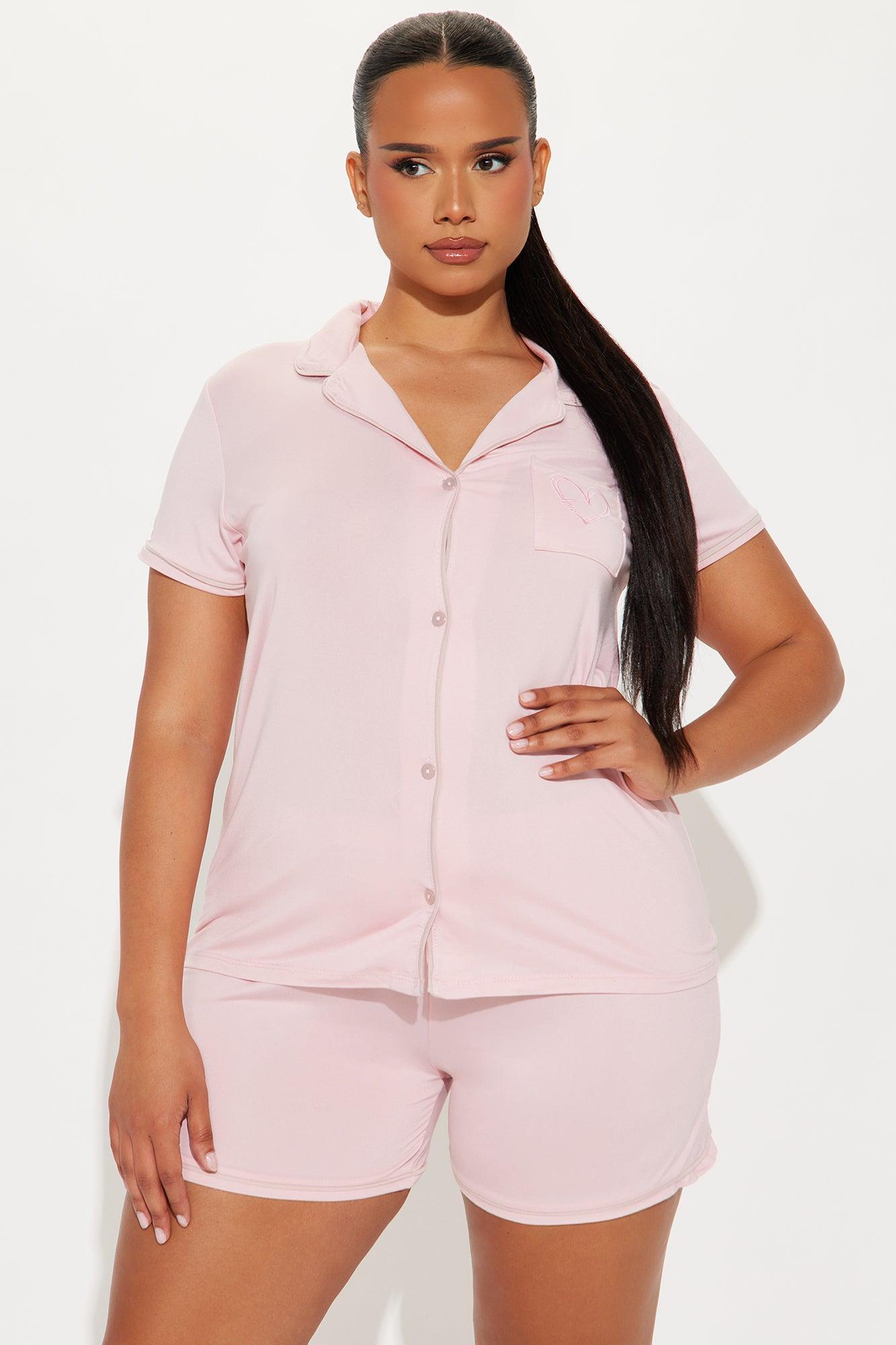 I Heart My Bed PJ Short Set - Pink Product Image