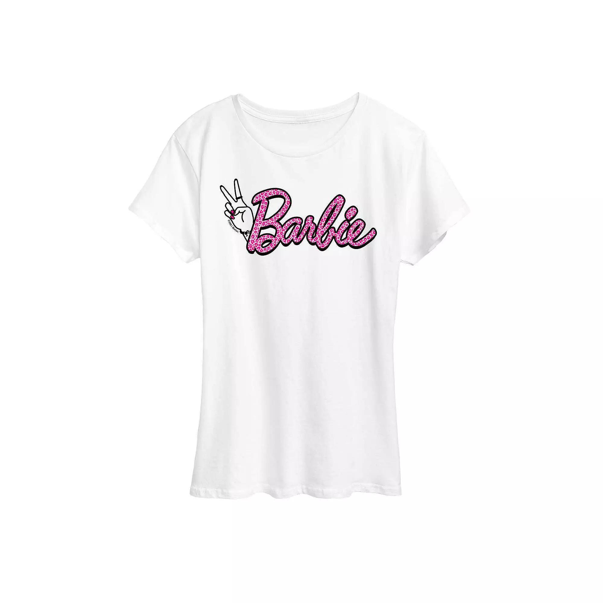 Women's Barbie® Pink Leopard Print Logo Graphic Tee, Girl's,  Product Image
