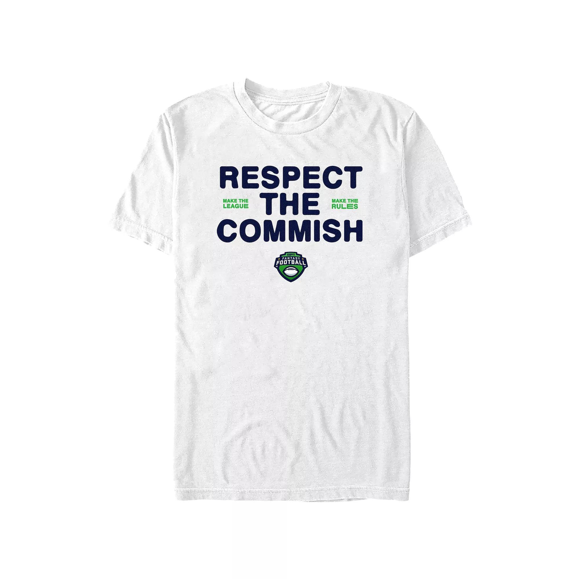 Men's ESPN Fantasy Football Respect The Commish Graphic Tee, Size: Large, White Product Image