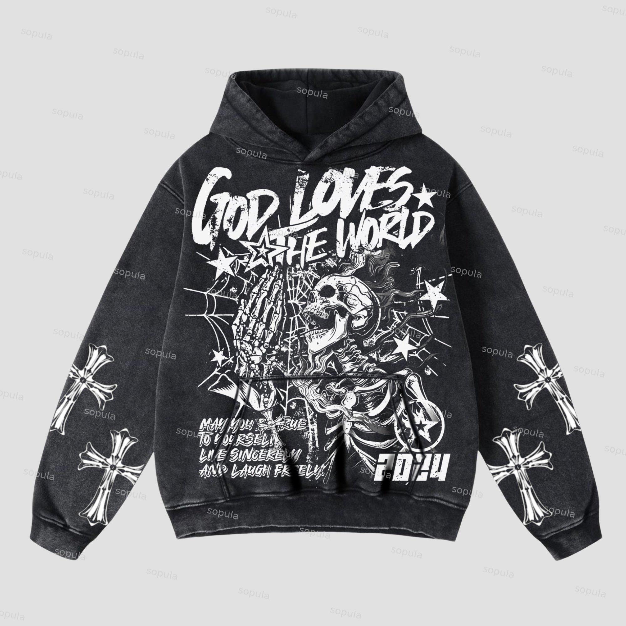 Sopula God Loves The World Graphics Hooded Sweatshirt Product Image
