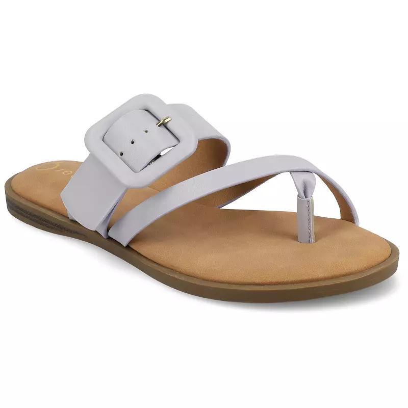Journee Layra Women's Slip-On Toe Post Flat Sandals,  Product Image
