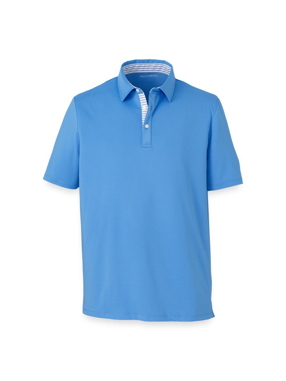 Performance Blend Three Button Polo - Blue Product Image