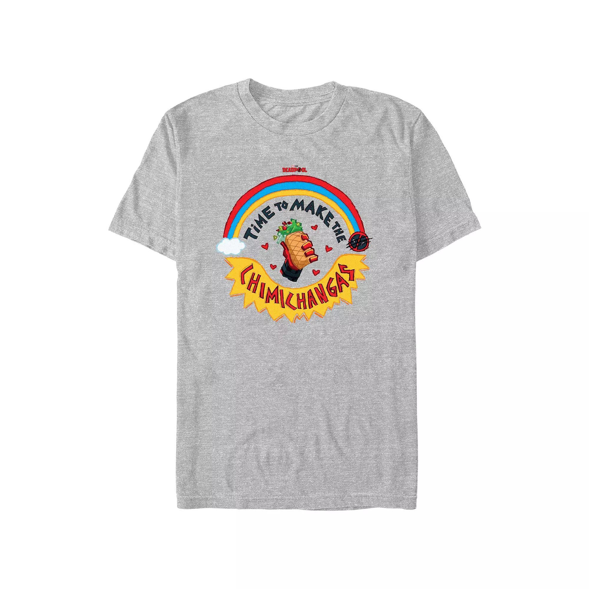 Men's Deadpool And Wolverine Chimichangas Rainbow Graphic Tee, Size: XXL, Athletic Grey Product Image