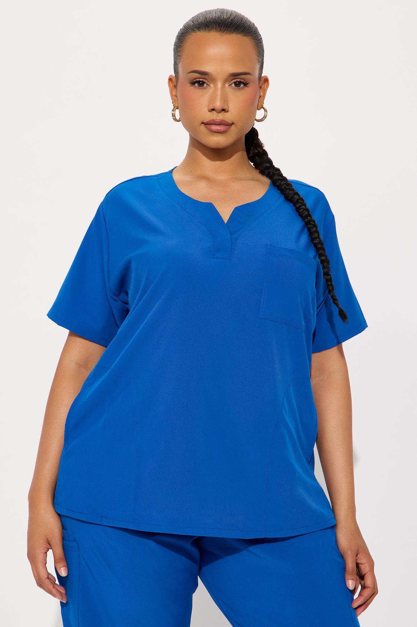 Work Call 4 Way Stretch Uniform Scrub Pant Set - Royal Female Product Image