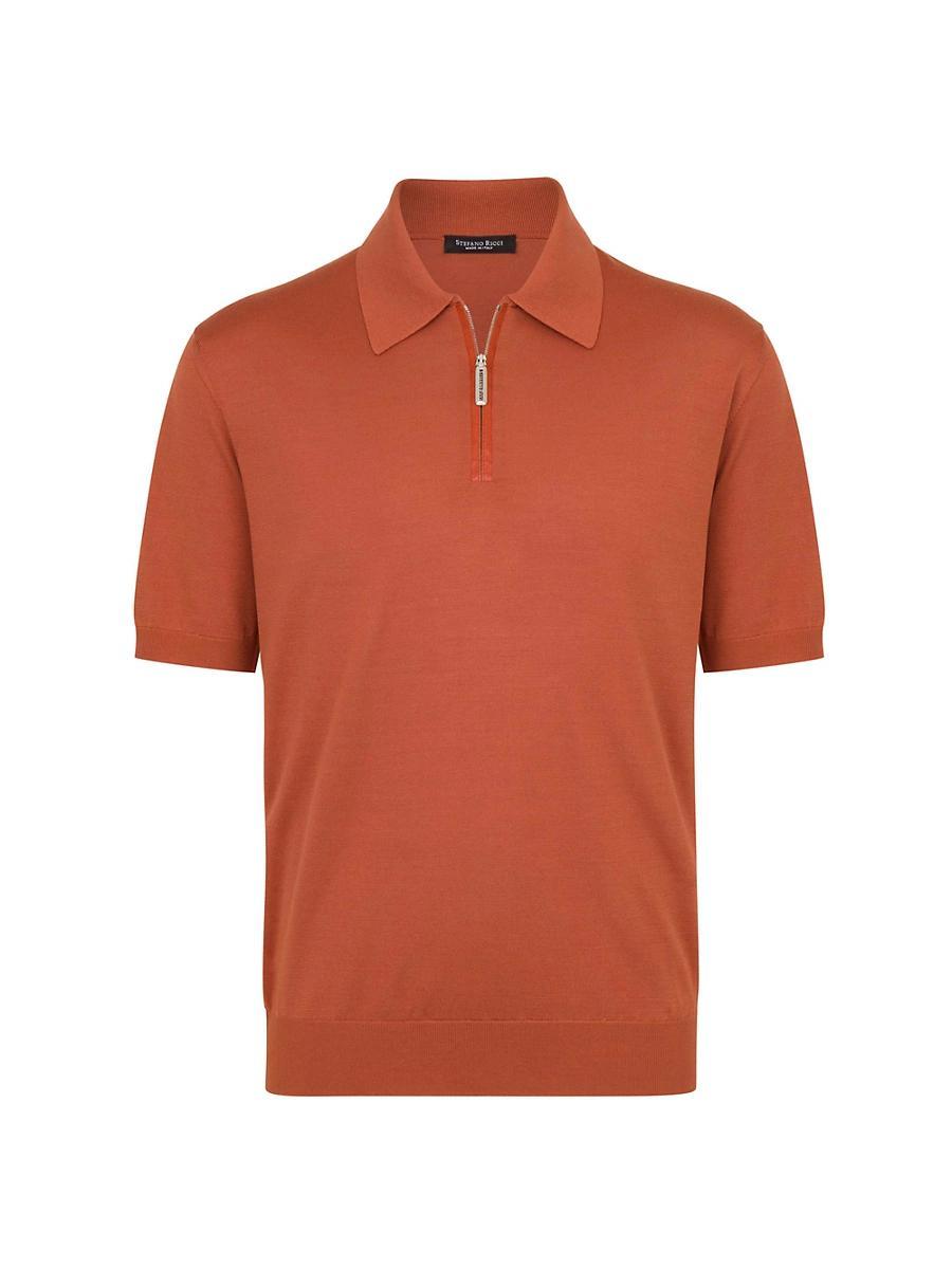 Mens Silk and Crocodile Zip Polo Shirt Product Image