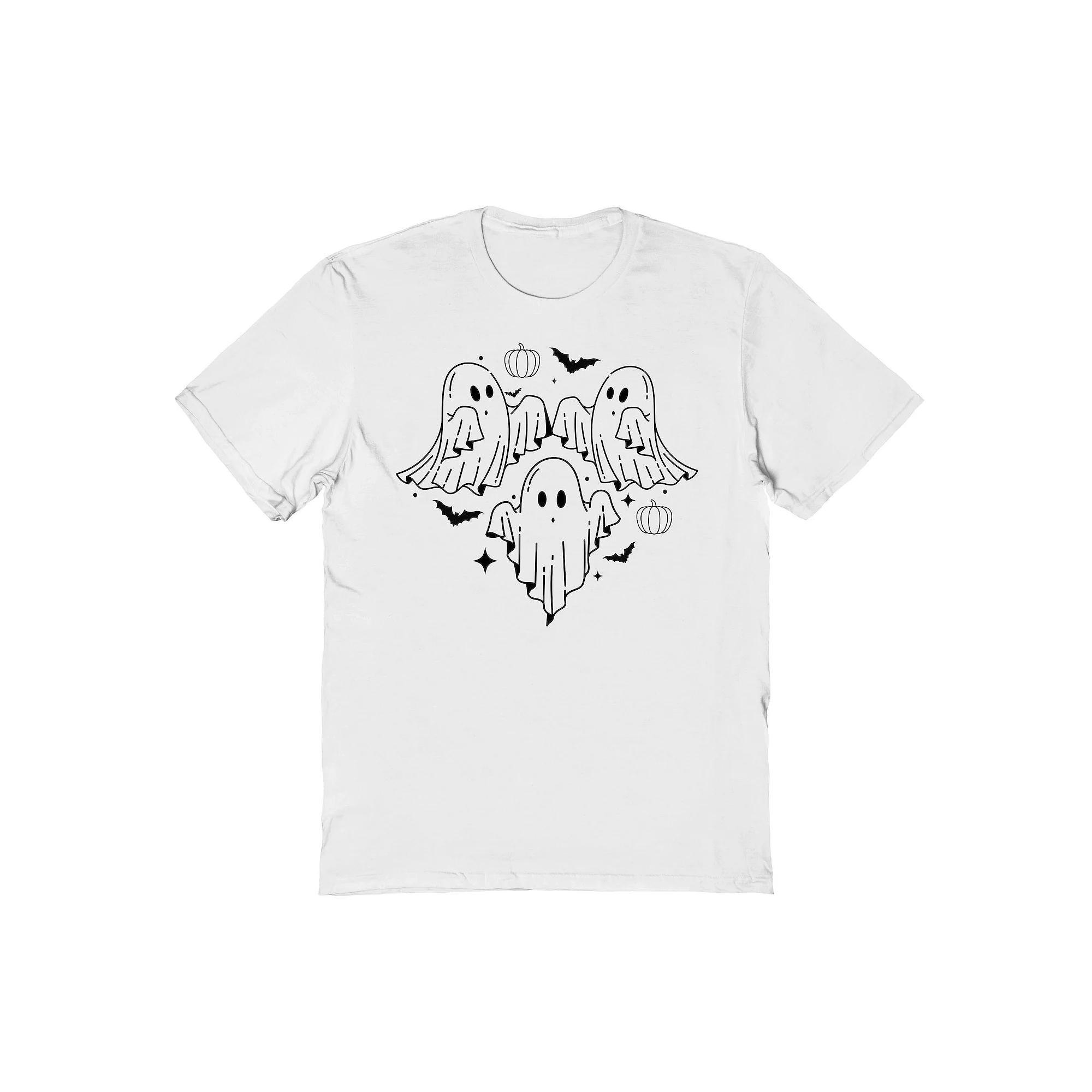 Mens 3 Ghosts Flying Halloween Graphic Tee Product Image