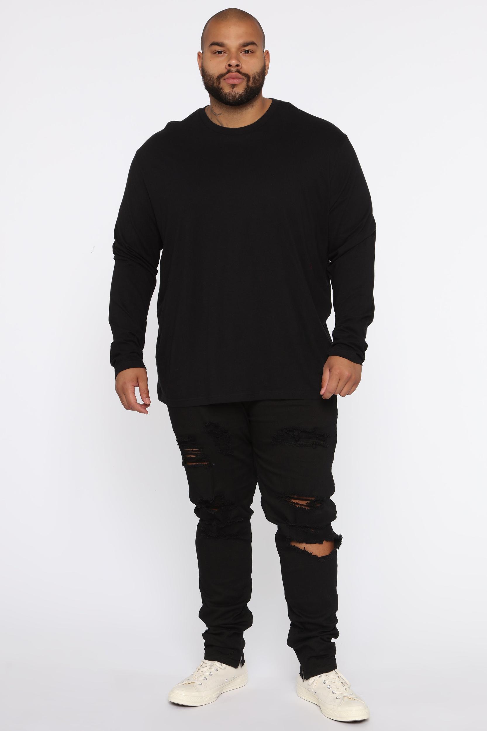 Essential Long Sleeve Crew Tee - Black Product Image