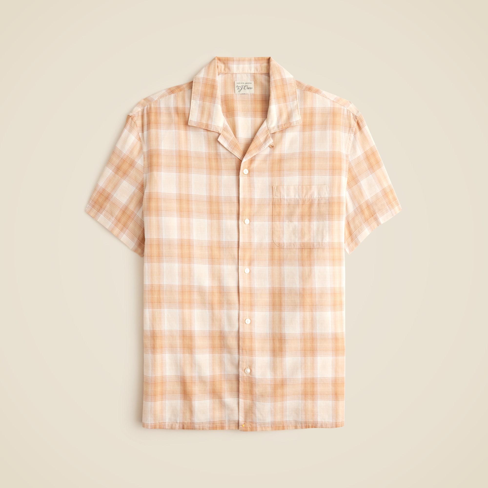 Short-sleeve cotton gauze camp-collar shirt Product Image