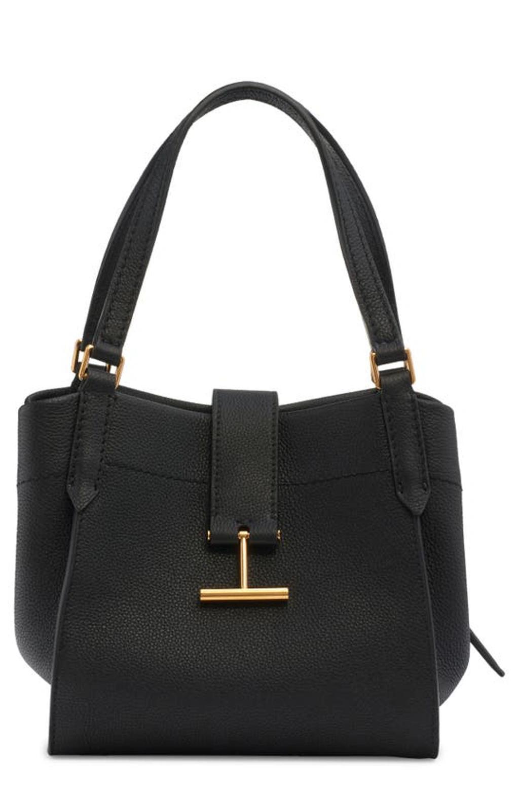 TOM FORD Tara Small Grain Leather Tote Bag In Black Product Image