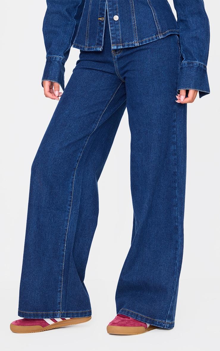 Tall Dark Indigo High Waisted Wide Leg Jeans Product Image