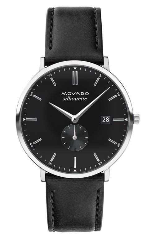 Movado Mens Heritage Quartz Analog Black Leather Strap Watch Product Image