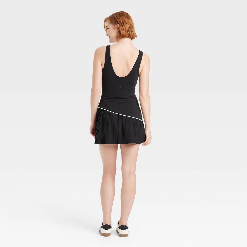 Womens Knit Asymmetrical Pleated Active Dress - JoyLab Black Product Image