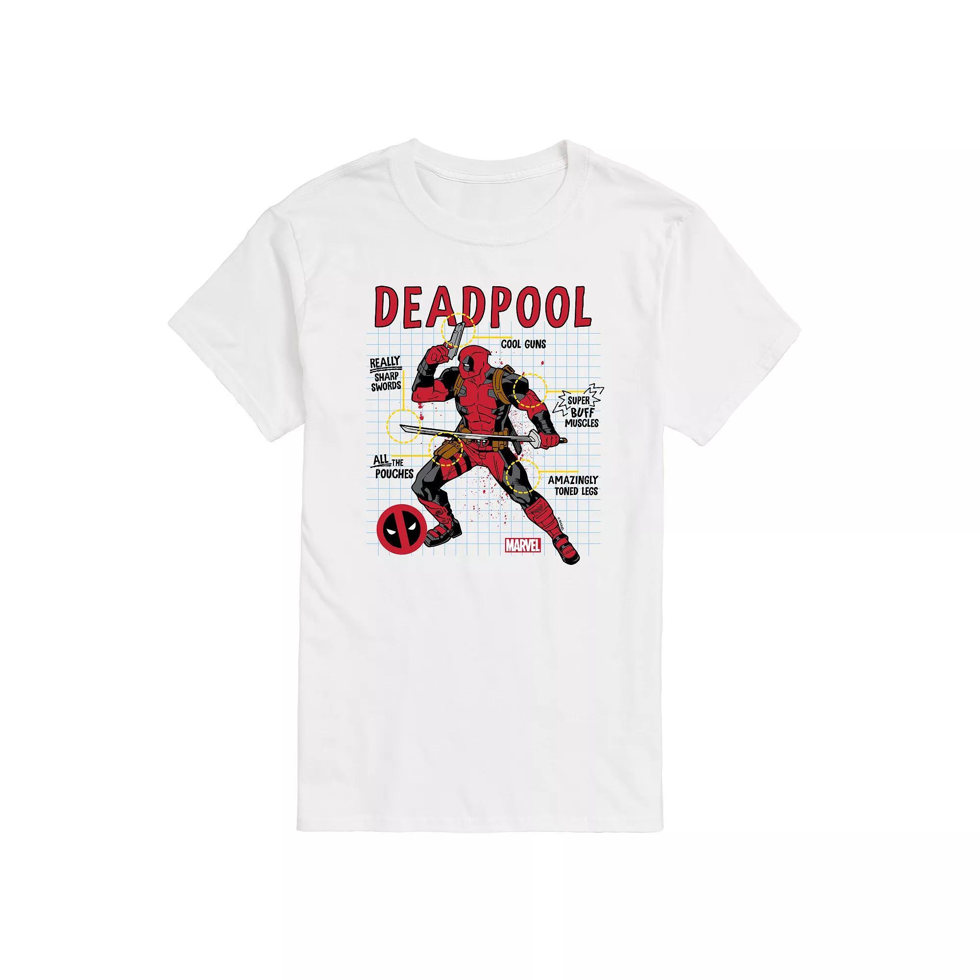Men's Marvel Deadpool Blue Print Long Sleeve Graphic Tee,  Product Image