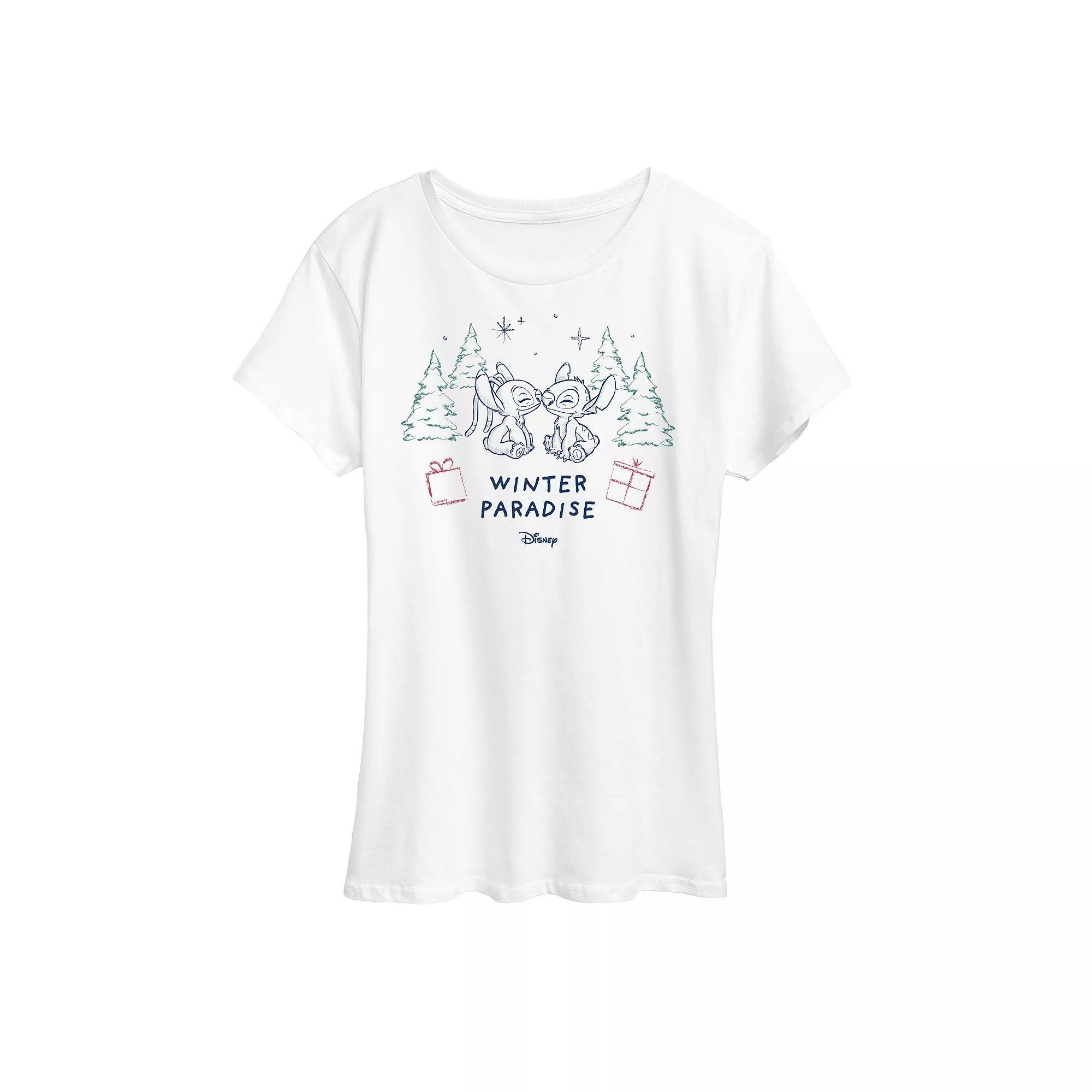 Disney's Lilo and Stitch Women's Winter Paradise Graphic Tee,  Product Image
