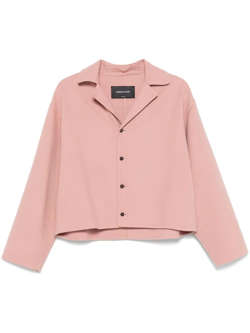 FABIANA FILIPPI Pink Wool Casual Jacket In Fard Product Image