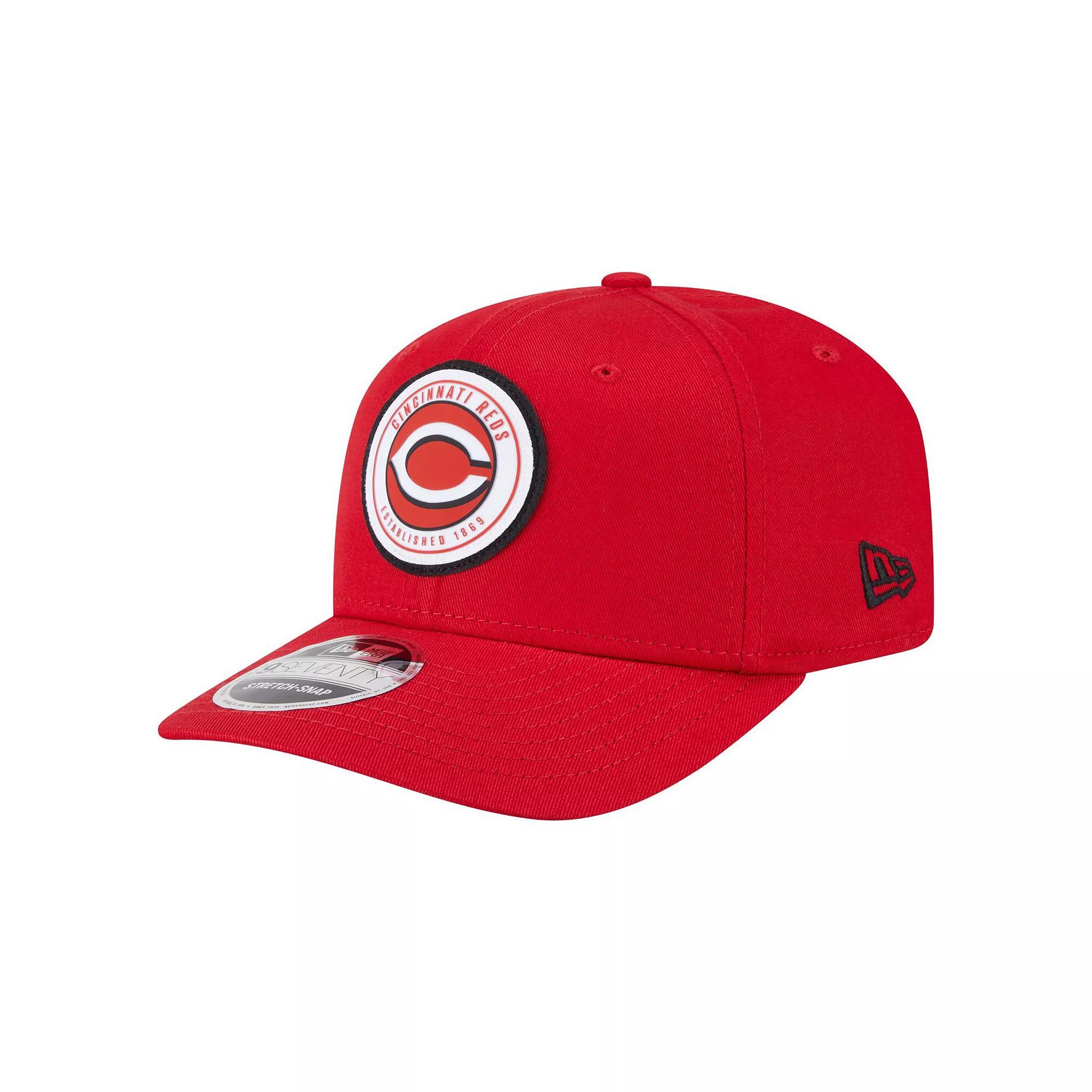 Men's New Era Red Cincinnati Reds Circle Patch 9SEVENTY Stretch-Snap Hat, Red Red Product Image