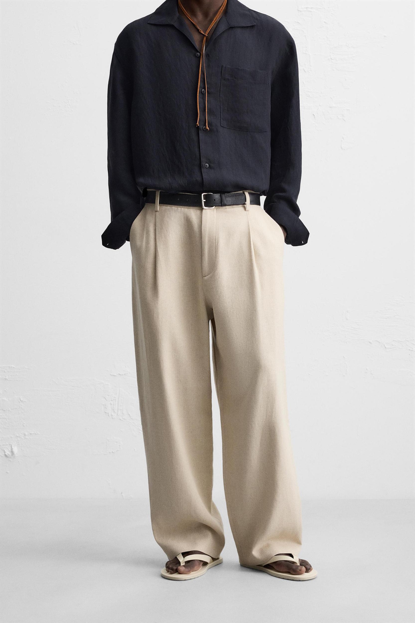 LINEN - COTTON PLEATED PANTS Product Image