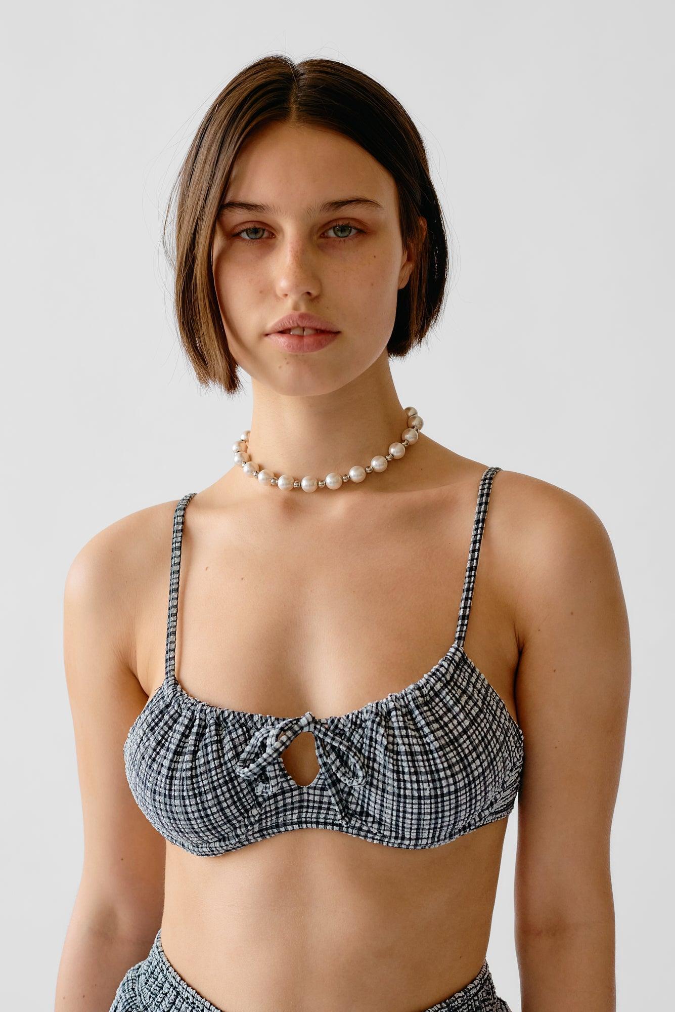 Neve Bikini Top - Graphic Gingham Product Image